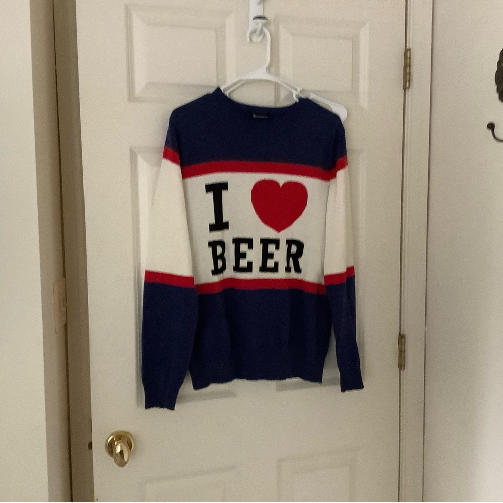 I Love Beer Crewneck Sweater - Blue, Red, White
